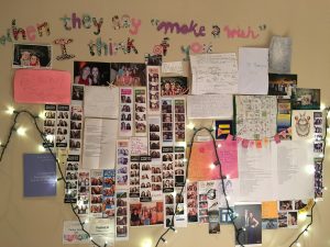 my wall of photos before I decided to take them down and bring them too